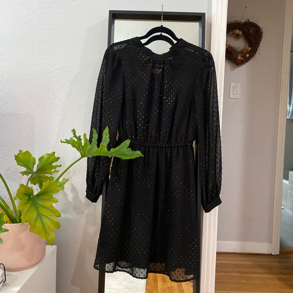 🌈🖤 ModCloth Rainbow Dotted Black Dress 🖤🌈